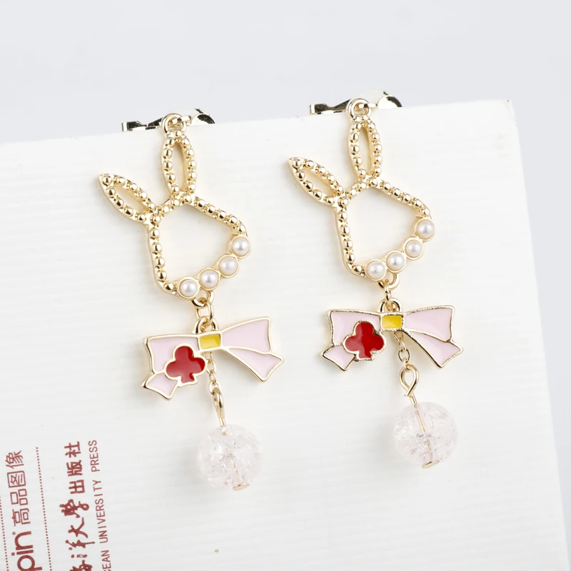 

Alice in Wonderland Jewelry Creative Cartoon Rabbit Bow Earrings Fairy Tale Women's Fashion Accessories Drop Earring-15