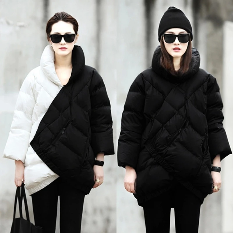 Le D'hiver noir Blanc Défilé Femmes Noir Longue Manteau Vers Week Section Enceintes Chaud Fashion Épais Bas Et Couleur New Beige Veste 2014 Mix European Hf5qw