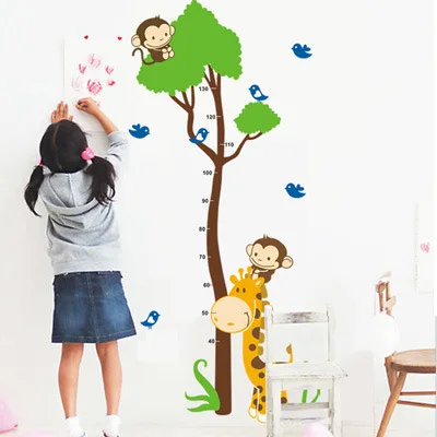 Removable furniture monkey height stickers nursery cartoon