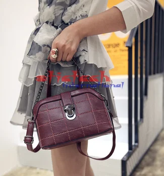 

by dhl or ems 20pcs Pu Leather Plaid Women Handbag Small Lock Chain Women Shoulder Bag Fashion Embroidery Women Messenger Bag