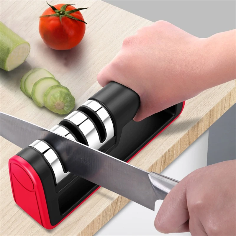 Knife Sharpener Kitchen Whetstone Sharpening Stone Knives Grinder Tungsten Diamond Ceramic Three
