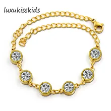 Luxukissids Новое поступление Свадебный золотой браслет с вакуумным напылением из нержавеющей стали заполненный Блестящий Кристальный браслет для женщин