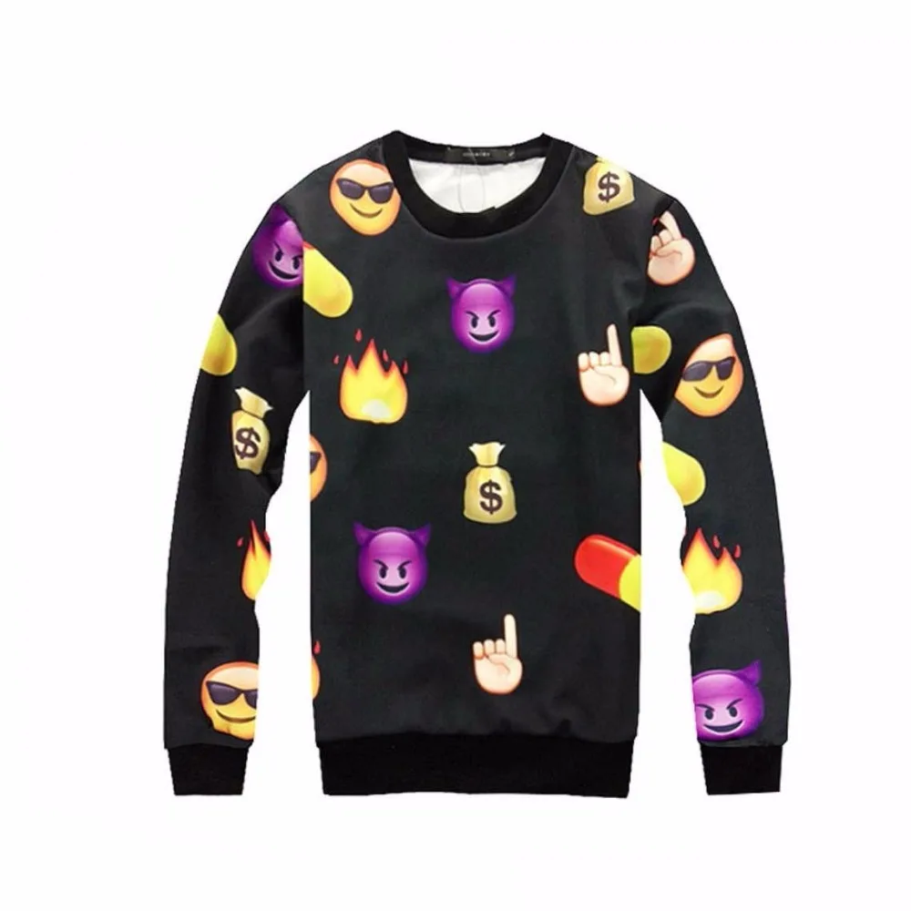 Funny Unisex Funny Printed Emotion Hoodies Long Sleeve O neck