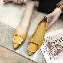 Новая женская обувь на плоской подошве летние тонкие туфли Туфли на каблуке; туфли с острым открытым носком, повседневная обувь с пряжкой; туфли-лодочки Zapatos mujer; Дамская обувь