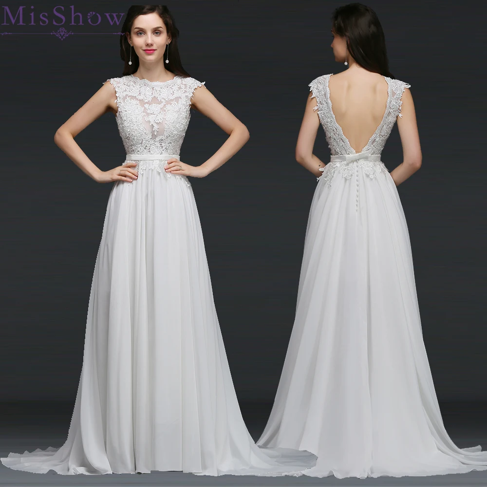 

Vintage Chiffon Beach Wedding Dress 2019 Summer White Cap Sleeves A-Line Vestido De Noiva 2019 Boho Bridal Gowns Robe De Mariage