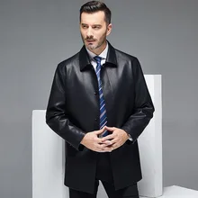 1966 новое длинное Стильное мужское пальто из овчины, кожаный Тренч, Весенняя и осенняя одежда