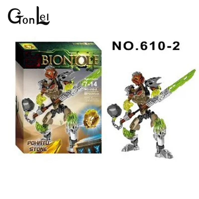 

GonLeI Bevle XSZ 610-2 Bionicle Mask of Light Bionicle Pohatu Stone Land Guardian Building Block with 71306 Brick Toys