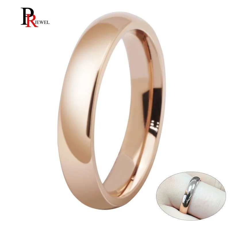 

585 Rose Gold Color Wedding Bands Rings for Women 4mm Stainless Steel Love Gifts for Her