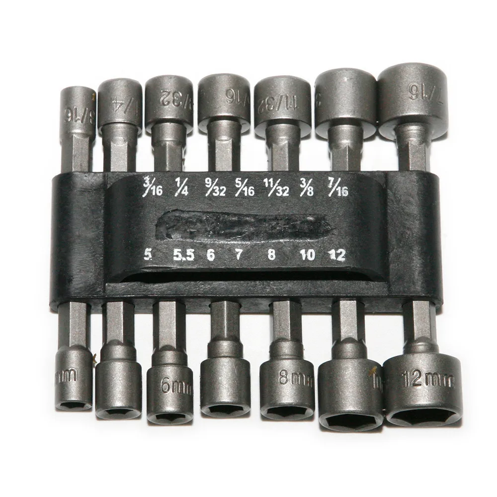 

14pcs/set Power Nut Driver Drill Bit SAE Metric Socket Bits Wrench Screw 1/4 Inch Hex Shank Quick-Change Screwdrivers