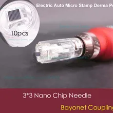 UGOIGO 10 шт. 3*3 мм нано чип иглы картриджи советы для электрического авто микро штамп Дерма ручка байонетная муфта