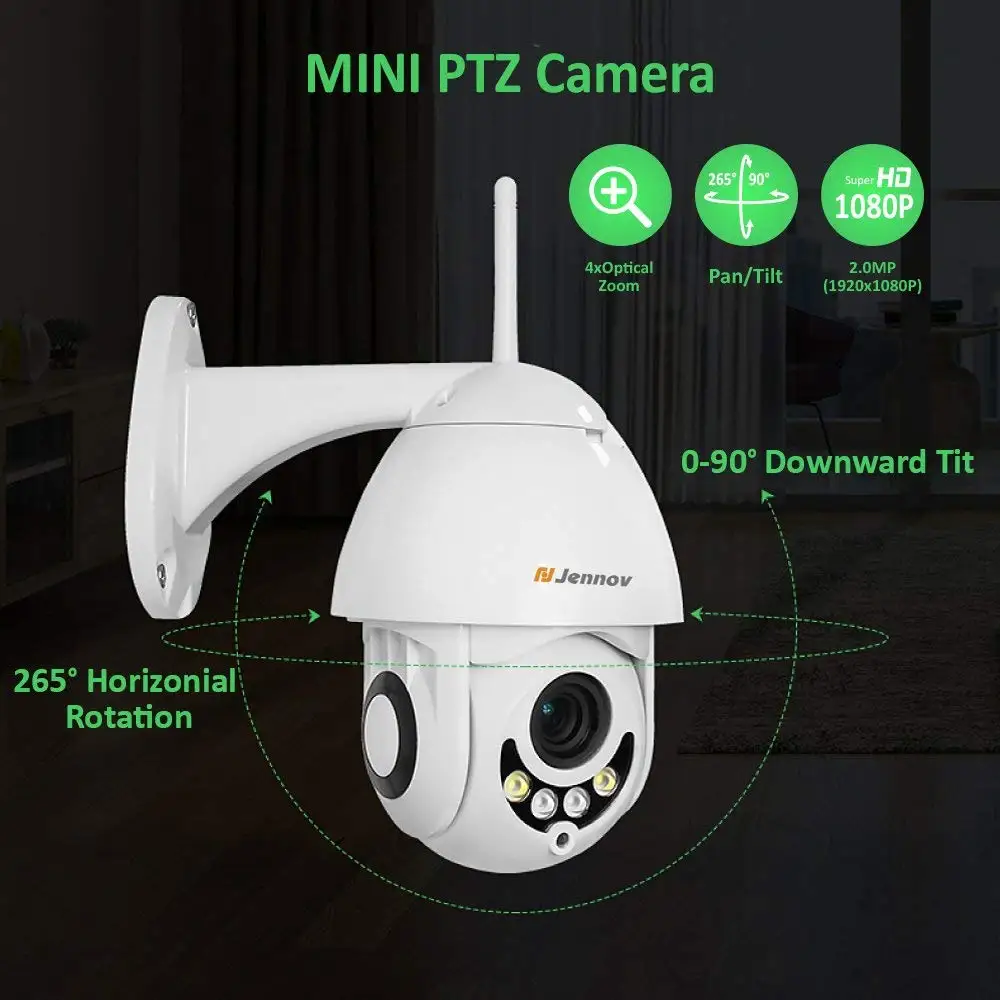 Jennov PTZ IP камера 1080P 2MP HD Wifi наружная камера безопасности Wi-Fi с ночным видением Беспроводная CCTV для домашнего видеонаблюдения