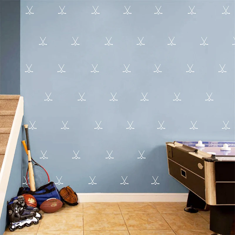 Hockey Pattern Repeatable Sports Sticker Playrooms Decor