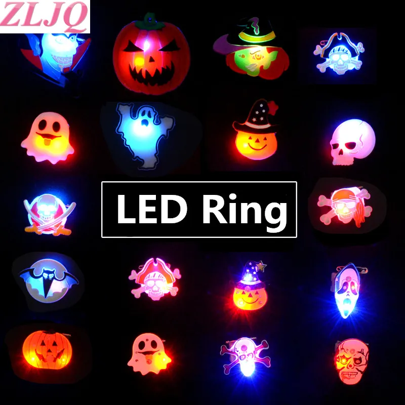 ZLJQ 10 шт. мягкое резиновое мигающее кольцо с черепом светящееся пасхальное