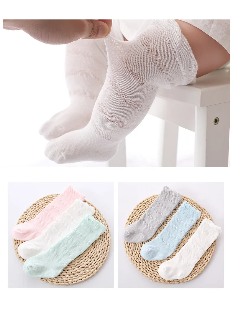 YWHUANSEN 3 Pairs/lot Summer Mesh Thin Baby Girls Boys Knee High Socks Toddler Infant Newborn Cotton Tube Ruffled Leg Warmer