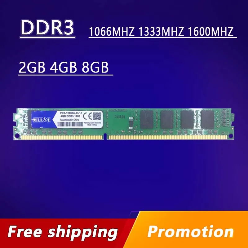 

MLLSE DDR3 2GB 4GB 8GB 1066mhz 1333mhz 1600MHZ PC3-8500U PC3-10600U PC3-12800U Desktop computer RAM Memory Memoria DIMM 2G 4G 8G