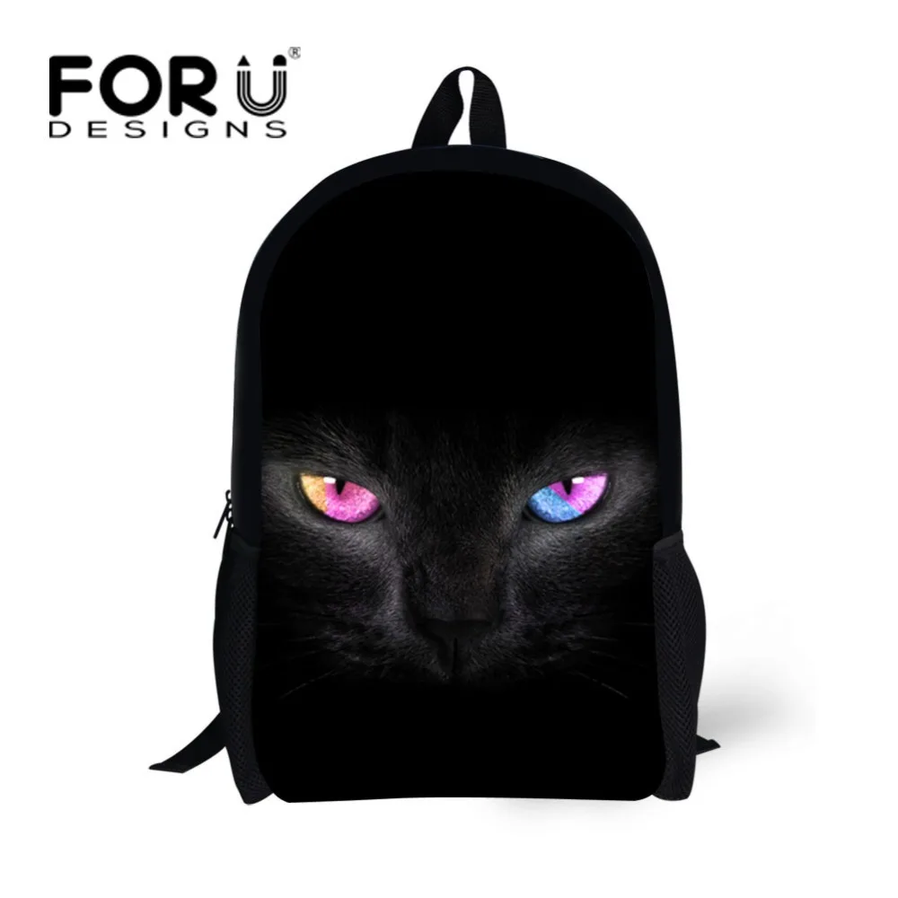 Детский рюкзак с объемными животными forusus черный школьный принтом кошки для