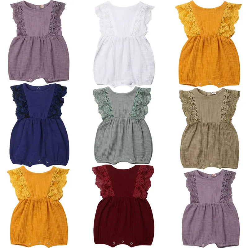 

Newborn Kid Baby Girl Clothes Set Ruffle Sleeves Romper 2PCS Outfits Sunsuit