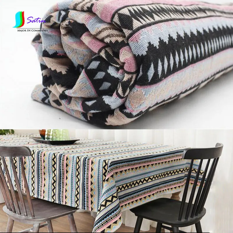 

Double Side Pattern Use Thicker Retro Style Tablecloth Sofa Pillow Curtian Decoration Cotton Linen Fabric S0118L