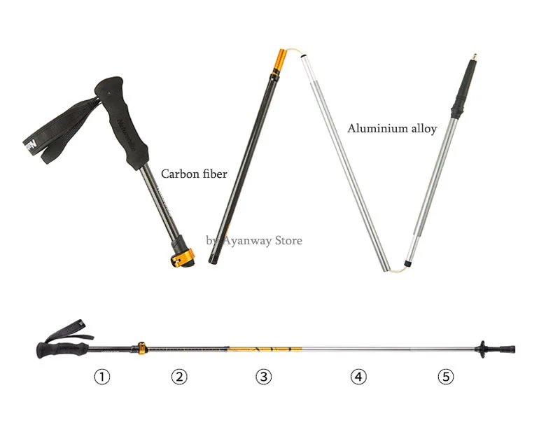 Vara de Carbono Naturehike Dobrável Bengala Ajustável Pólo Portátil Caminhadas Alpenstocks Trekking Escalada Varas Luz 11 ajustável pólo portátil caminhadas alpenstocks dobrável trekking escalada varas