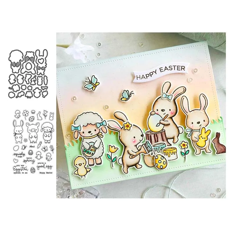 

Sheep and rabbit Metal Cutting Dies Stamps Stencil for DIY Scrapbooking Photo Album Embossing Decorative Craft Die