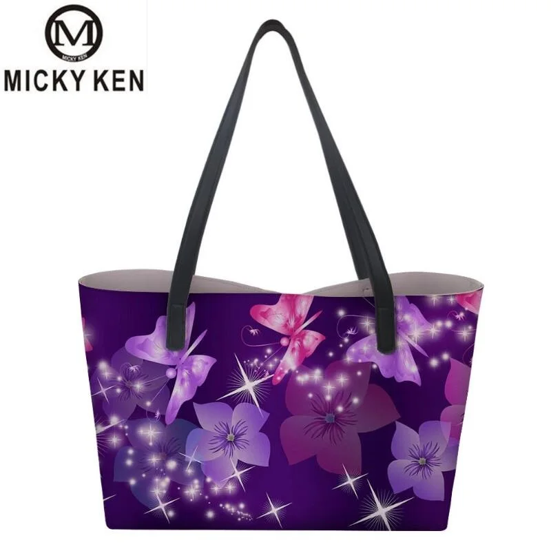 

Micky Ken Brand Big Capacity Hand-painted Color Woman Handbag Fashion Handbags Shoulder Diagonal Package Embossed Butterfly Bag