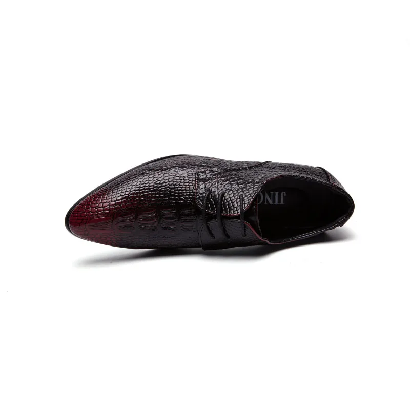 designer snake skin formal leather men shoes crocodile pattern dress wedding male footwear pointed toe brogue oxfords for men (4)