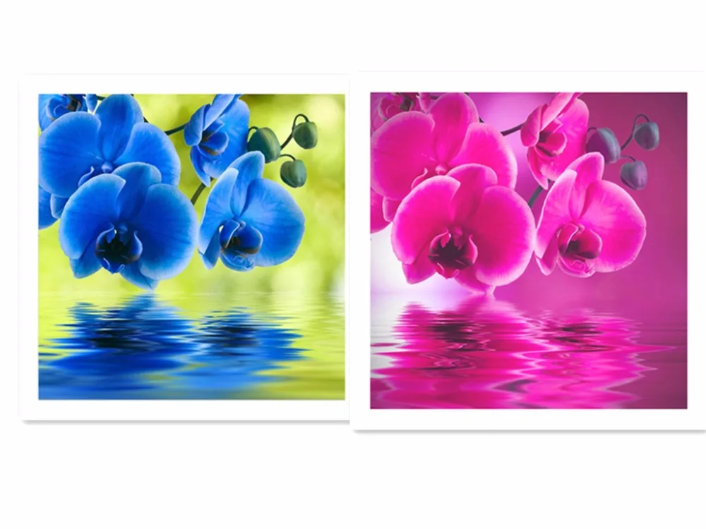 5D DIY Алмазная картина Красные и синие орхидеи на заказ Алмазная картина Полная площадь значок с вышивкой в виде ромба лайтпад аксессуары