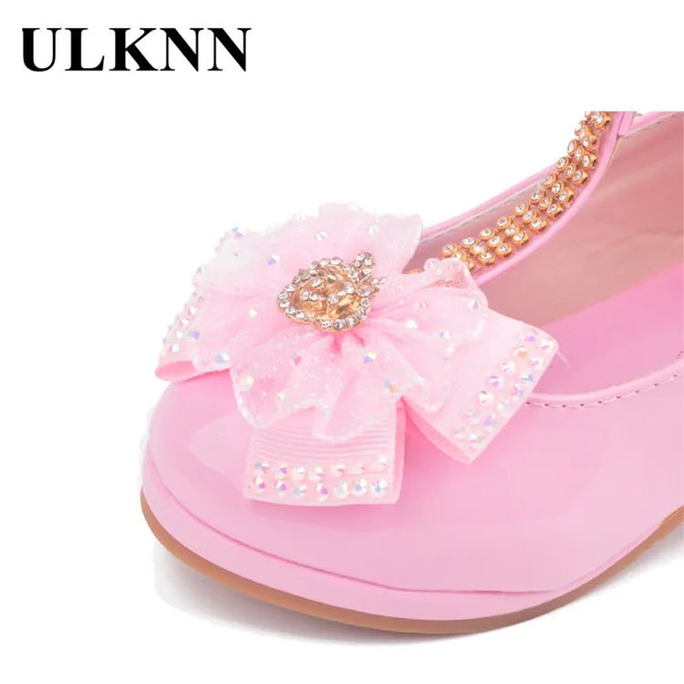 Children Party Leather Shoes Girls PU Low Heel Lace Flower Kids Shoes For Girls Single Dance Dress shoe White Pink leather shoes girls shoes