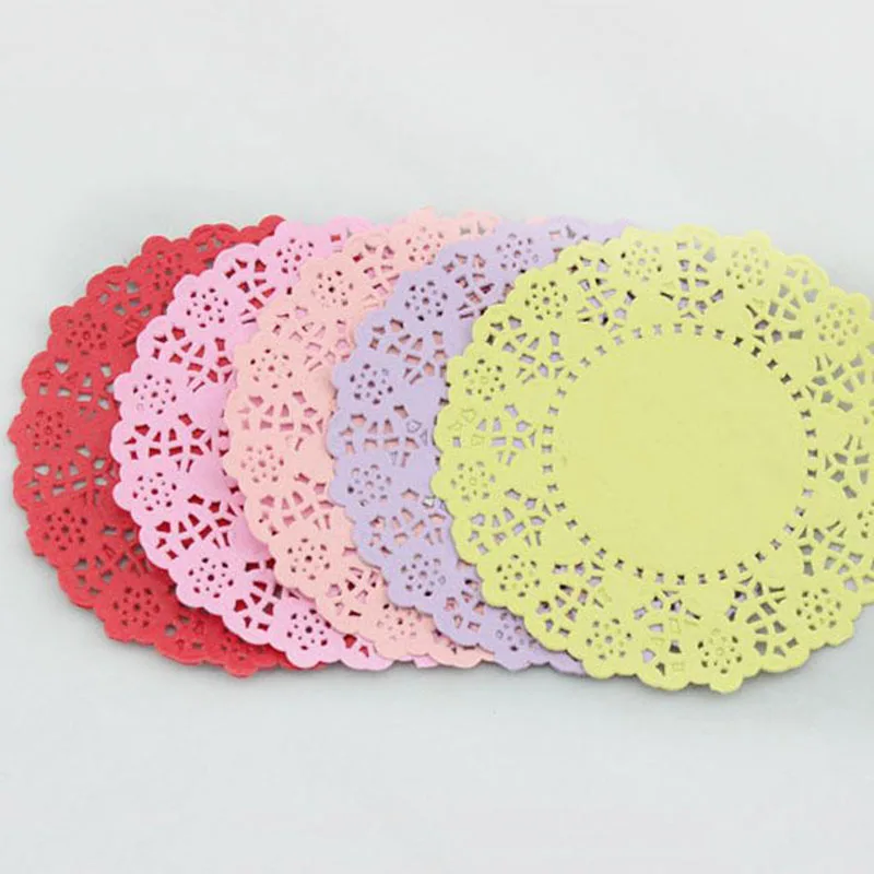 Free Shipping, 4.5" colorful Flower Round Paper Lace Doilies,Paper