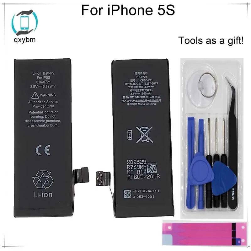 

Battery 1560 mAh Li-ion Replacement Battery with Repair Tools Kits Instruction with 12 Month Warranty (Only for IPhone 5s)