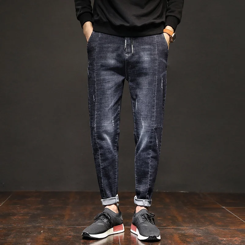 Весна штаны-шаровары мужские джинсы тенденция была тонкая молодежные модные штаны мужской большие размеры длинные штаны 7XL 6XL