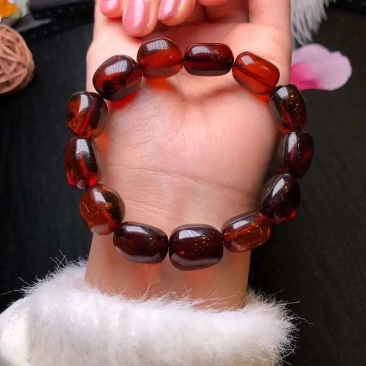

Genuine Natural Amber Blood Red 16x12mm Woman Man Certificate Healing Gemstone Oval Beads Bracelet Drop Shipping Reiki AAAAA