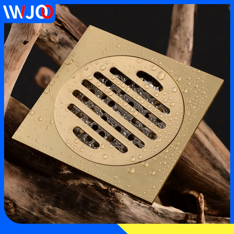Floor Drain Gold Cover Square Balcony Washroom Bathroom Shower Drainer Strainer Anti-odor Brass Tile Insert Floor Waste Grates Floor Drain Gold Cover Square Balcony Washroom Bathroom Shower Drainer Strainer Anti-odor Brass Tile Insert Floor Waste Grates