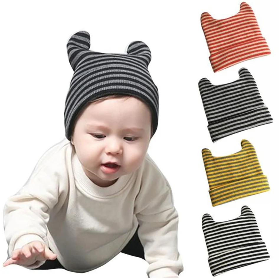 knit cap for newborns Baby Boys Girls Stripe Knit Keep Warm Hat kids