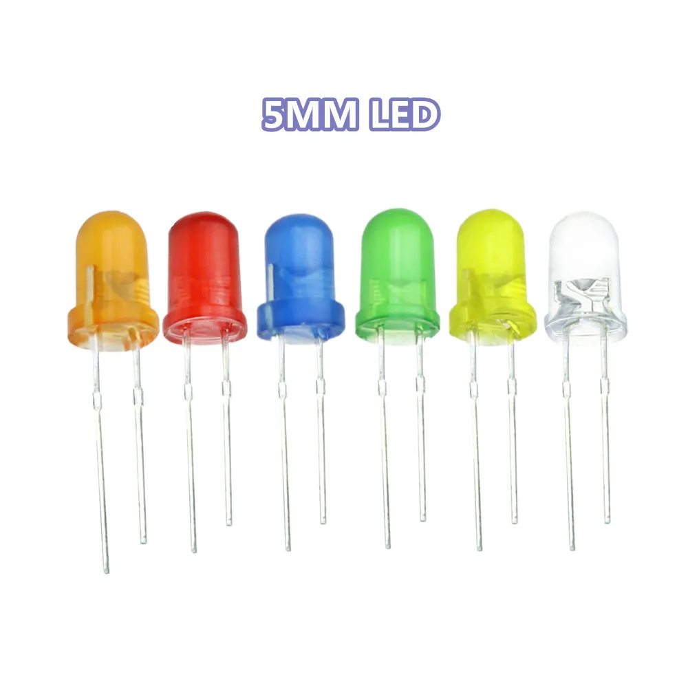 

100Pcs/lot F5 5mm LED Ultra Bright Red/Green/Blue/White/Yellow/Orange 5mm Round LED Diode F5 LED Light Emitting Diode