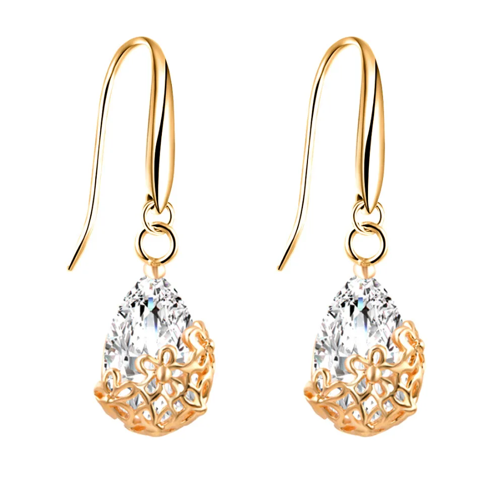 

ZOSHI Fshion Water Drop Design Top Quality Earrings Cubic Zircon Gold Silver Plated Drop Earring for Women Pendientes Mujer Ear