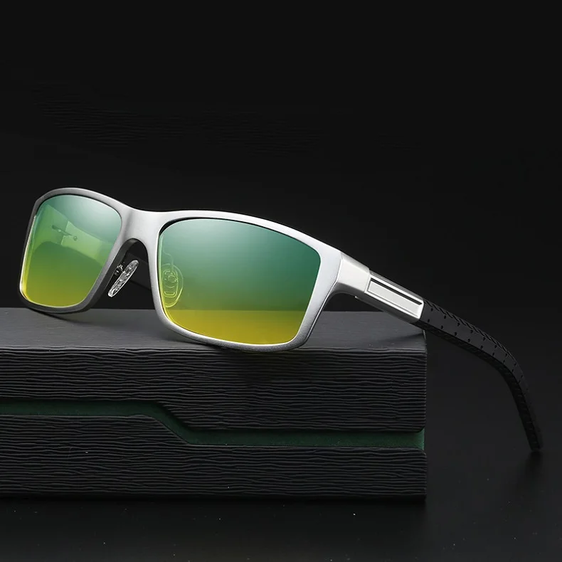 YSO солнцезащитные очки Для Мужчин Поляризованные UV400 алюминия и магния рамки HD Ночное видение вождения очки прямоугольные аксессуары для Для мужчин 8554