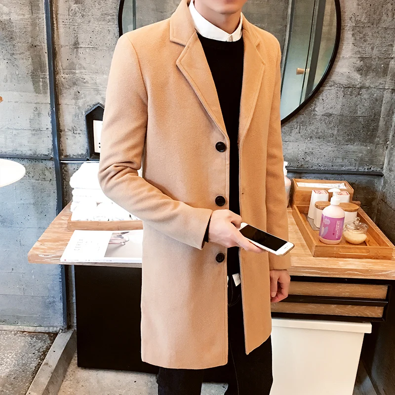  2018 mens Coats and Jackets men Trench Coat Fashion Business men Long Jacket Warm and Comfortable M