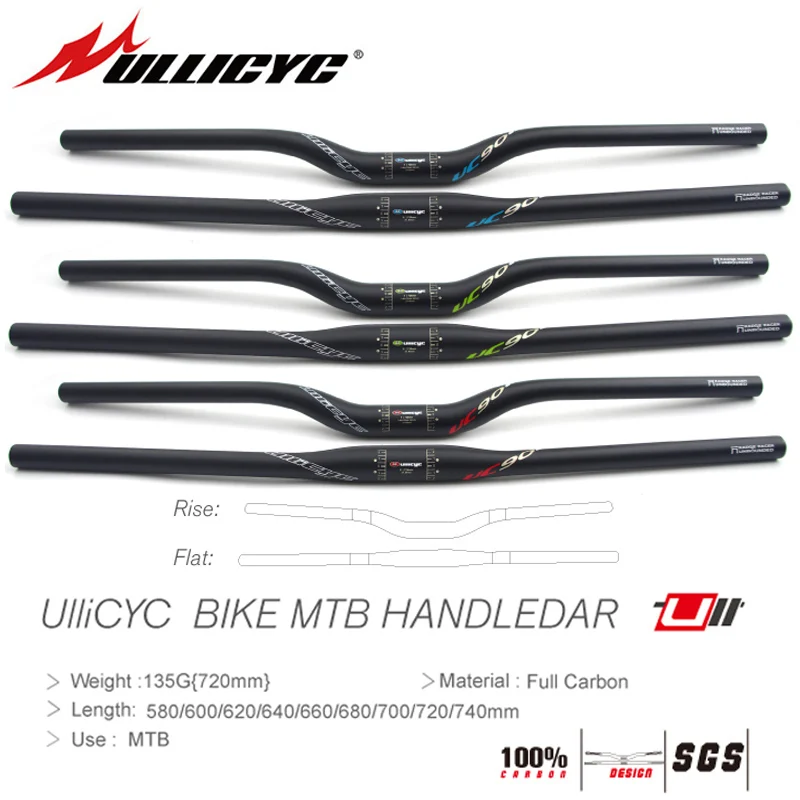

Ullicyc UC90 MTB Carbon Bicycle Handlebar Flat or Rise Handlebar Mountain bike parts 31.8*580/600/620/640/660/680/700/720/740mm