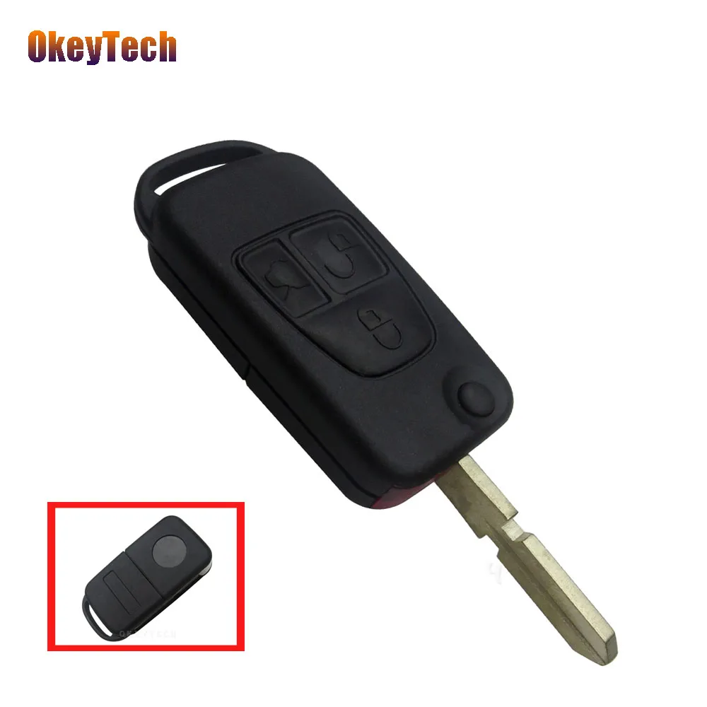 

OkeyTech Flip Folding 4 Track Auto Car Key Shell Remote Key Fob Case 3 Button For Mercedes Benz SLK E113 A C E S W168 W202 W203