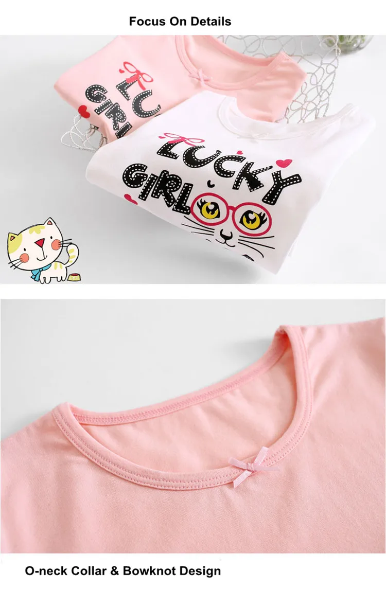 Cute Cartoon Printed Girls Cotton Nightgown 04