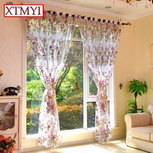 European style purple floral tulle curtains for living room bedroom kitchen modern blinds chinese curtains custom