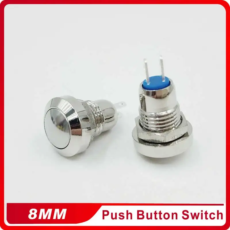 

1PC 8mm High Quality Metal Button Switch Momentary Auto Reset Button 2Pin Mini Push Button Switch