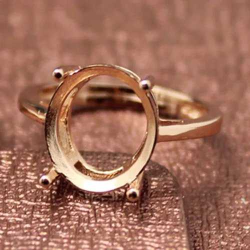 Простой стиль овальной формы кольца основа S925 посеребренное 18 К Золотое кольцо основа хвостовик зубец Установка драгоценные камни инкрустированные ювелирные изделия DIY для женщин - Цвет: Rose Gold