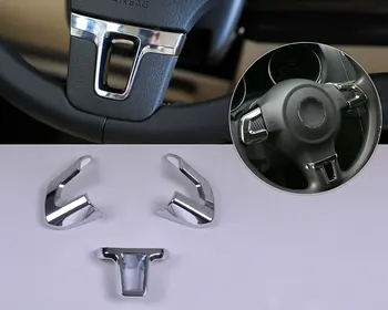 

DWCX New 3Pcs Car Styling Chrome Steering Wheel Trim for VW GOLF 6 MK6 2009 2010 2011 for POLO Bora 2011 2012 for Sagitar 2011