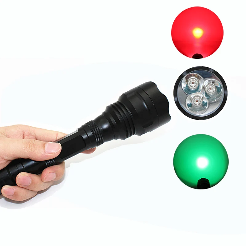 

3x XM-L Q5 1200 Lumens LED Flashlight Tactical LED Hunting Torch Light Lamp Spotlight Powerful Lanterna Green Red Light
