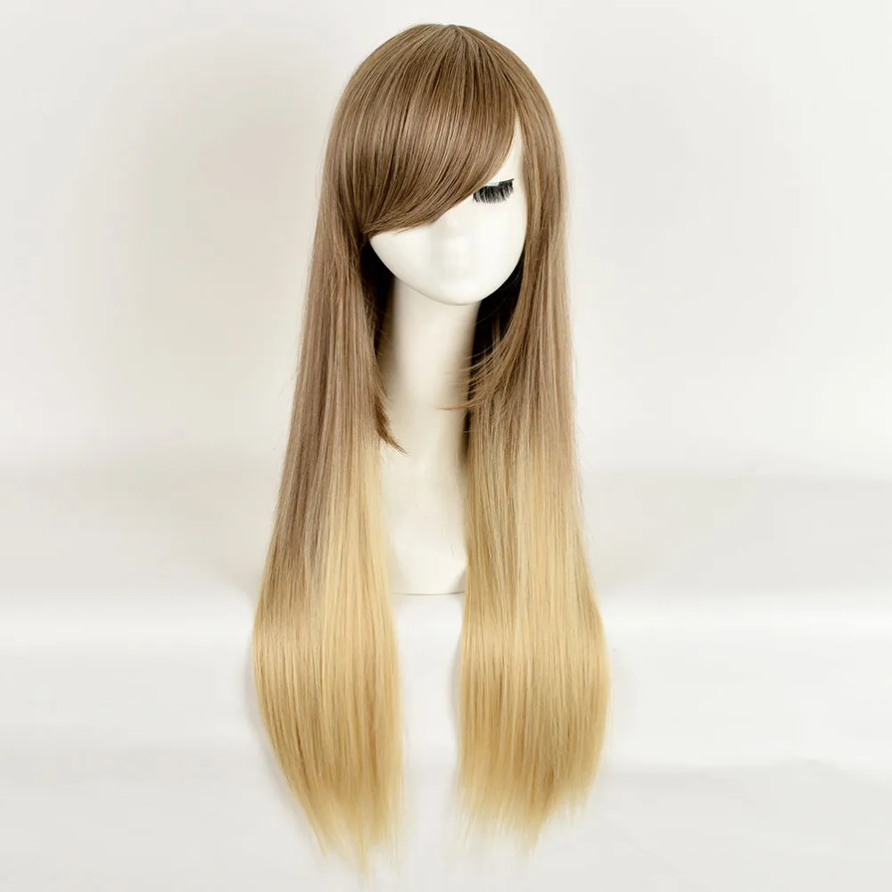 Style Wig Long Straight Line Dark Blonde To Light Blonde