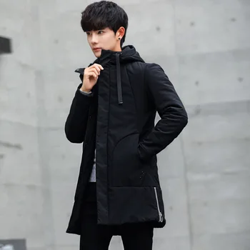 

Winter Cotton-Padded Clothes Male Long Section of Thick Padded Youth Handsome Coat Male Korean-Style Male Winter Coat Trend Whol