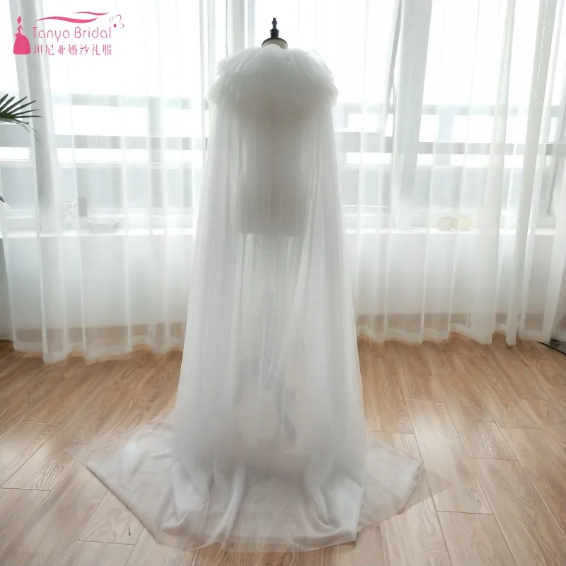 Layers Tulle Cape Wedding Bolero Long Simple Wedding Accessories Fashion Women Wrap Jacket Chic Z899