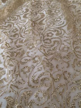 

Nigerian Lace Fabric with glued glitter Cyndi-1010135 French Embroidered lace fabric for party dress